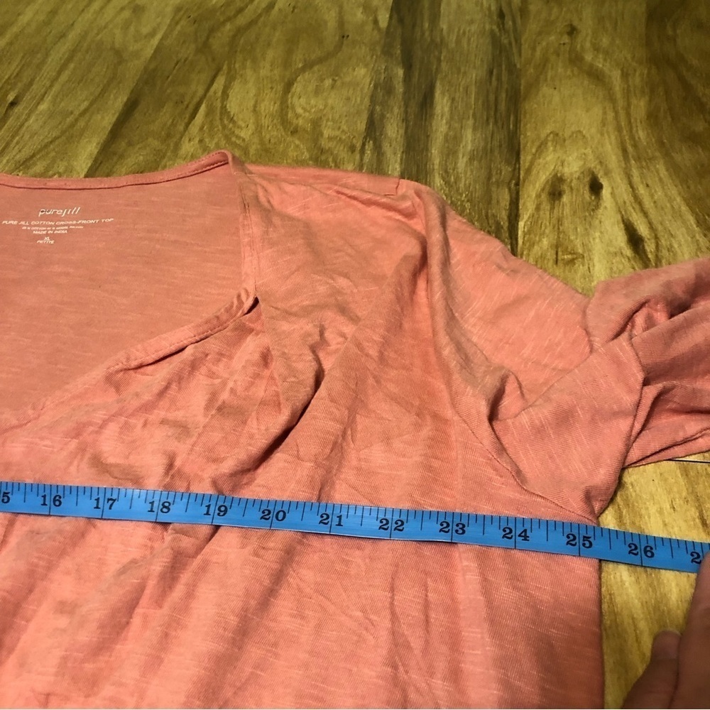 3/$25 J Jill Pure Jill Shirt Extra Large Pink Long Sleeve Cotton Cross Front Top - Picture 5 of 6